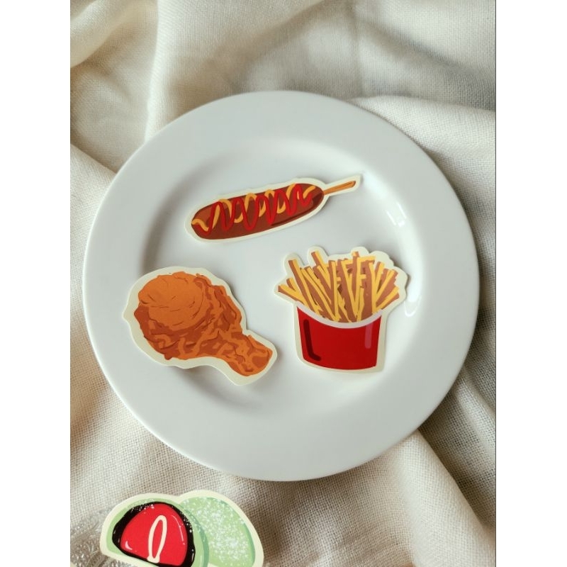 

FAST FOOD - Sticker makanan foodie lucu minimalis tahan air untuk laptop, jurnal, dan anak-anak