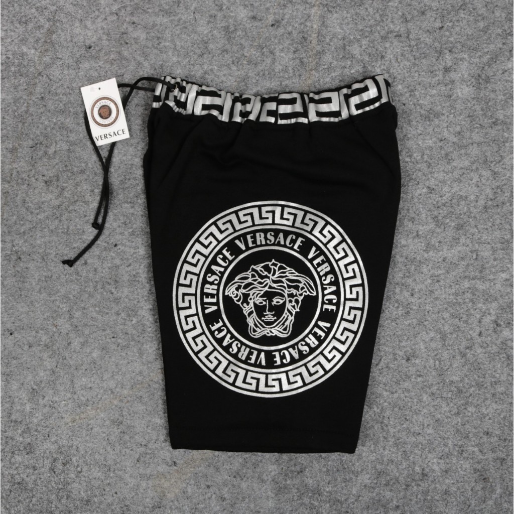 Short Pants VERSACE Silver Print Big Logo Celana Pendek Pria Original Distro