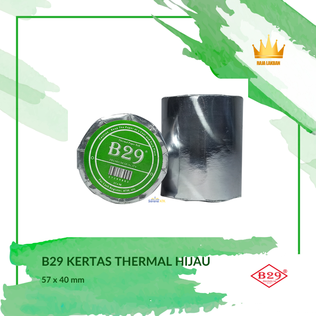 

Kertas struk Kertas Kasir Kertas EDC Kertas B29 Roll kertas thermal hijau/ 57x40mm