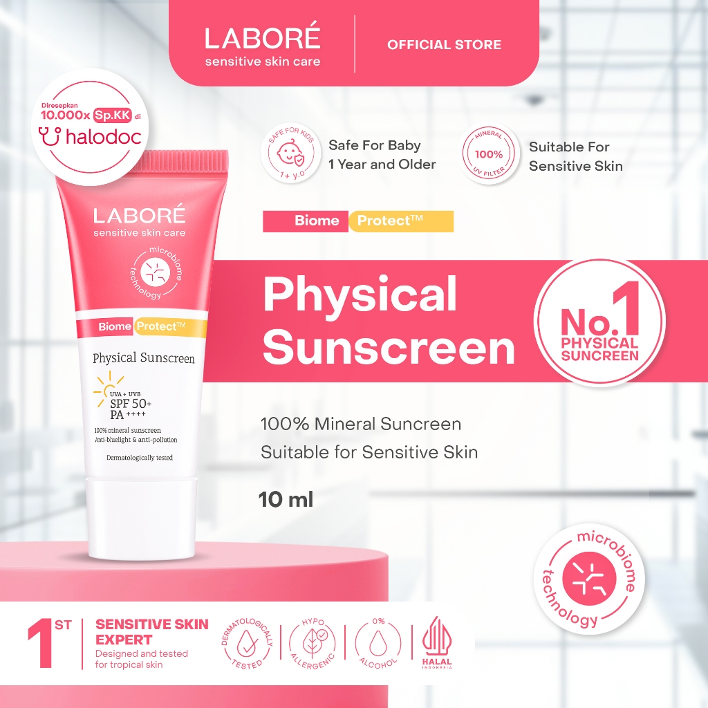 Labore Physical Sunscreen SPF 50 PA++++ Travel Size 10ml - Mineral Sunscreen Wajah Non-Comedogenic u