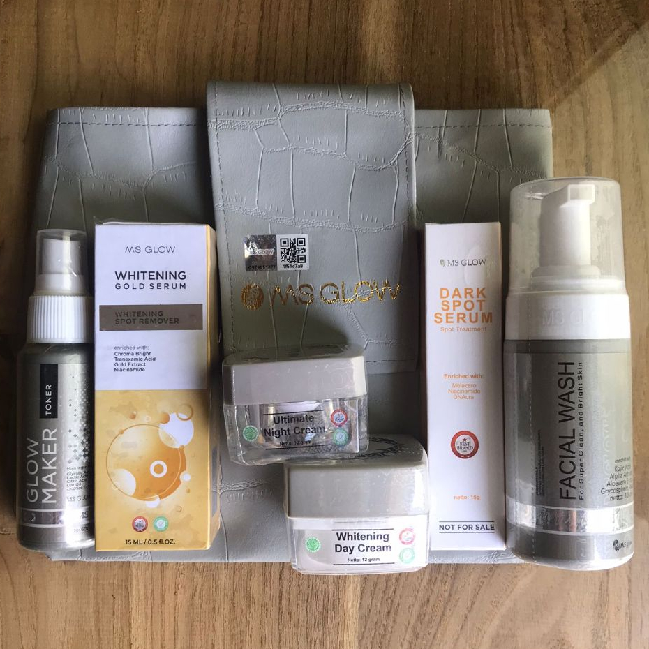 Ms Glow Paket Ultimate + Serum Gold Free Dark Spot Pouch Terbaru Memudarkan Flek  hitam