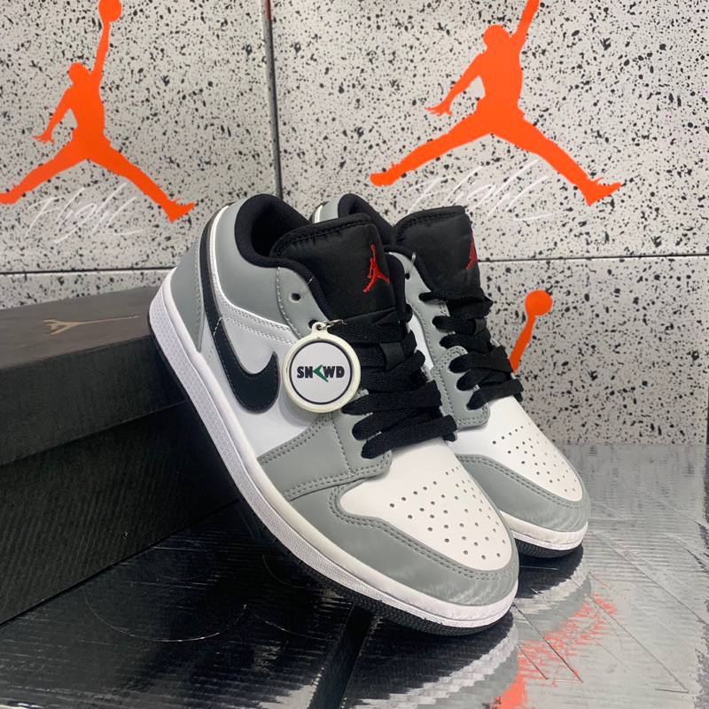 Jordan 1 Low Light Smoke Grey Light Solar Flare Heather White Black Gym Red - 13699