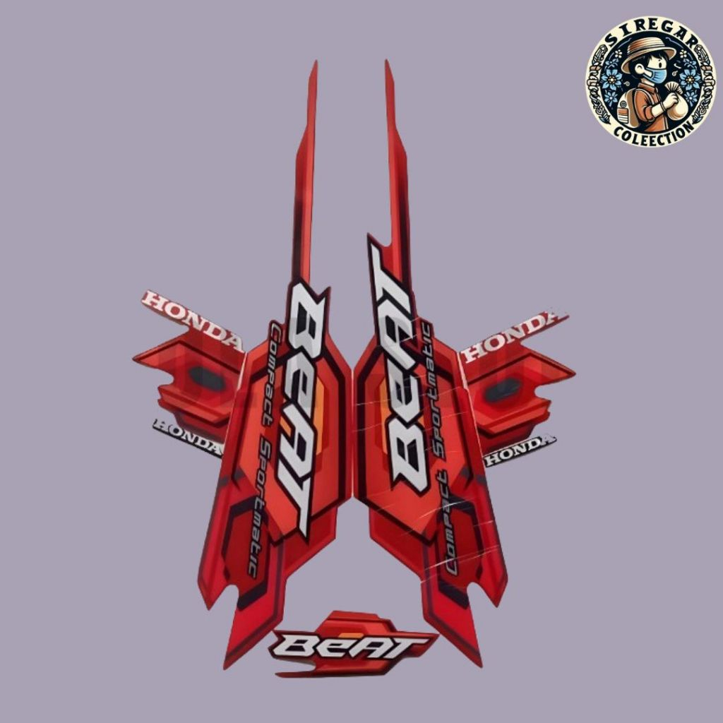 Sticker Striping Motor Honda Beat Karbu 2008 Merah list body motor beat Karbu