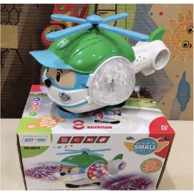 Mainan anak small helicopter poli sound and light