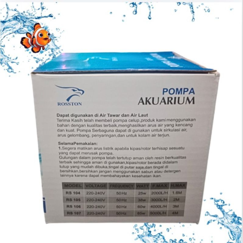 Pompa Kolam Air Mancur Hidroponik ROSSTON RS 104