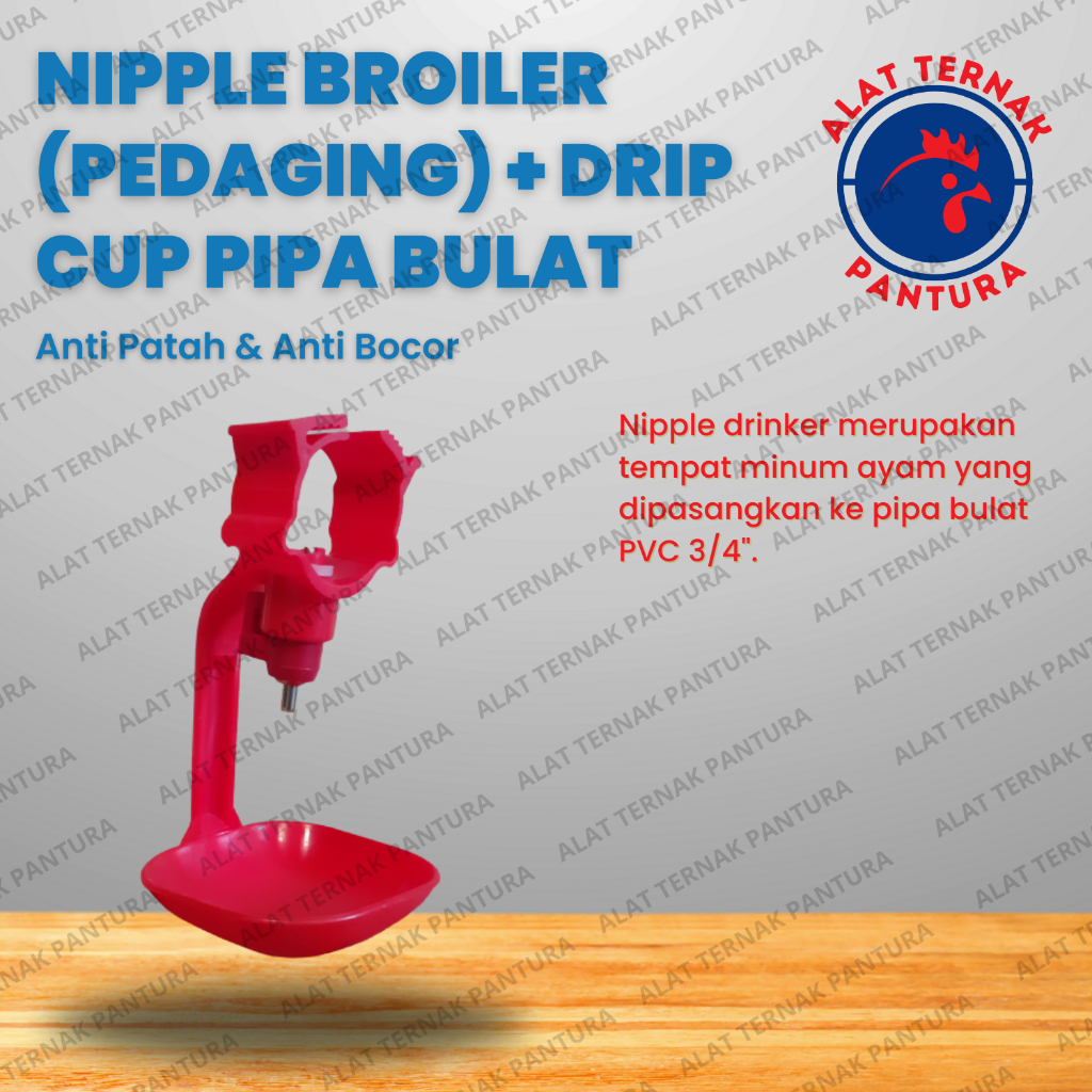 A9 - Nipple + Dripcup Broiler 1 - Nipple - Nipel - Napel - Nippel - Niple - Nipel - Nepel - wadah ay
