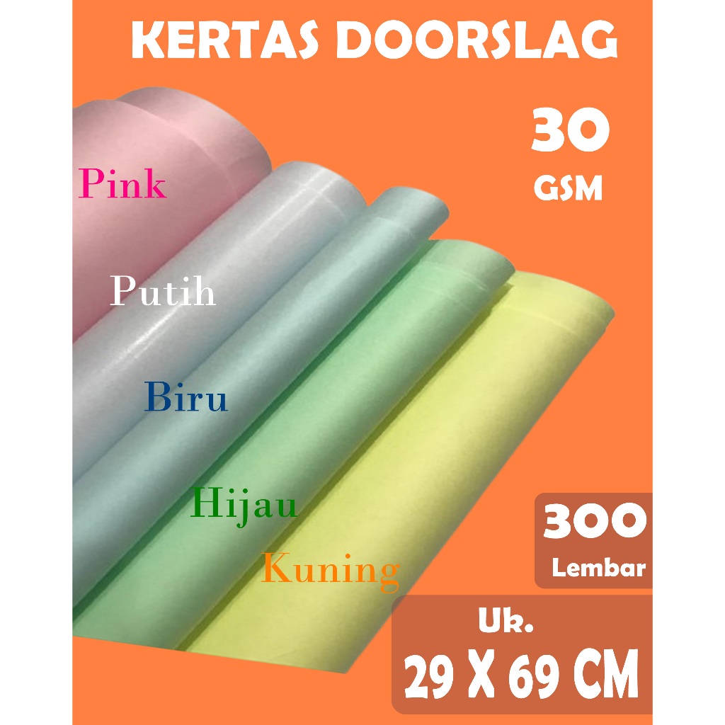 

KERTAS DOORSLAG / KERTAS PEMBUNGKUS / KERTAS HAMPERS 30 GSM UKURAN 29 X 69 CM , 300 LEMBAR