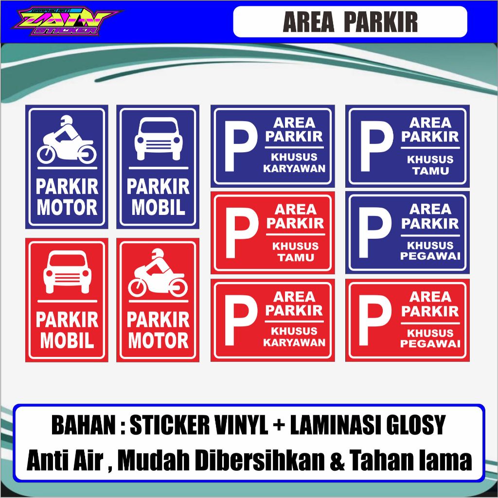 

STIKER VINYL ANTI AIR AREA PARKIR MOBIL MOTOR TAMU KARYAWAN DLL. LAMINASI GLOSSY