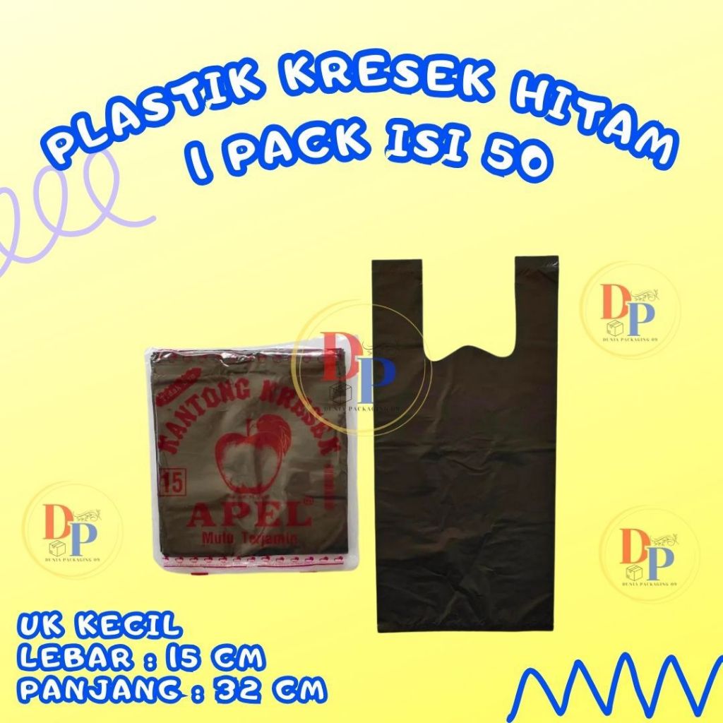 kantong plastik hitam tebal Uk kecil 1 pack Uk 15x32 Isi 50