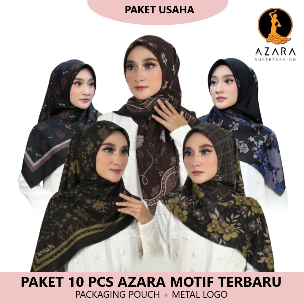 10 HIJAB OSKARA MOTIF BLACK EDITION TERBARU PLAT LOGO POUCH VOAL PREMIUM TEPI LASERCUT | ORIGINAL AZ