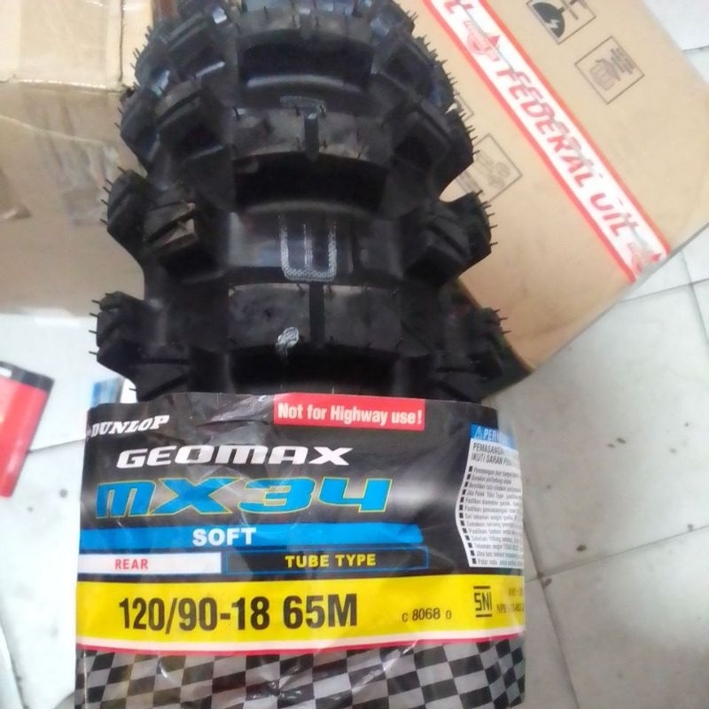 ban trail Dunlop geomax MX 34 ring 18 ukuran 120-90/18