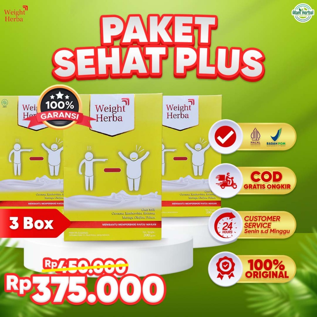 

Weight Herba Susu Penambah Berat Badan Nafsu Makan Tanpa Efek Samping 100% Asli Paket 3 Box