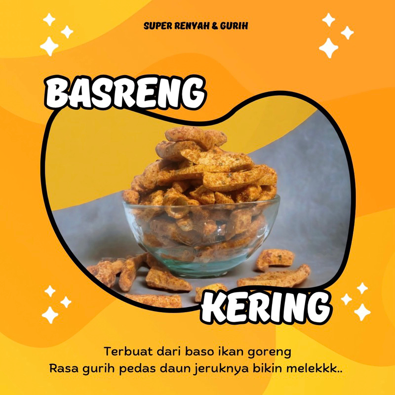 

Basreng Bakso Goreng Kering Pedas Daun Jeruk Cemilan Santai Enak Gurih Hot Kriuk