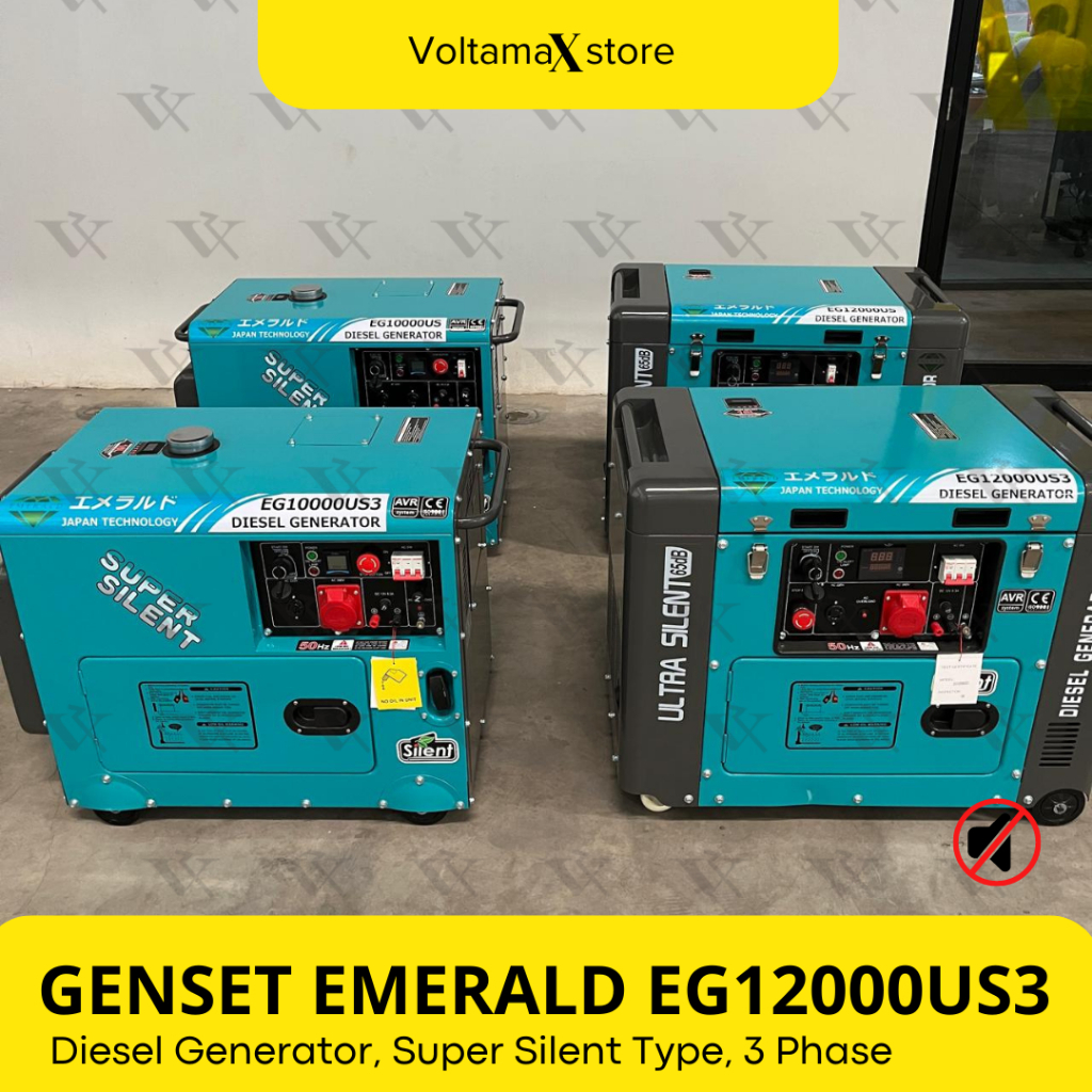 Genset Solar Portabel EMERALD 10 KVA Genset Silent Type EG12000US3