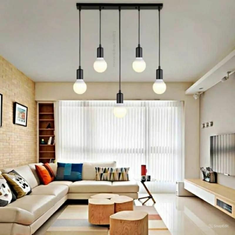 lampu  hias gantung minimalis modern lampu cabang 5 minimalis lampu hiasan toko ruang tamu kamar tid
