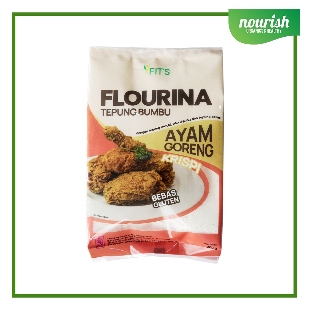 

Fits Mandiri, Flourina Tepung Bumbu Ayam Goreng GLUTEN FREE, NON MSG 200gr