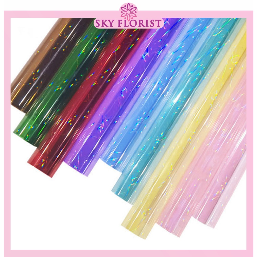

Kertas Buket Kilat Cellophane Hologram Symphony Film Flower Wrapping Hologram KB6115