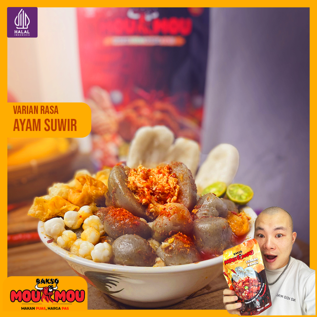 

Bakso MouMou Baso Aci Original Ayam Suwir Varian Pedas Level 2 Level 5 Boci Halal Makanan Frozen Murah Premium