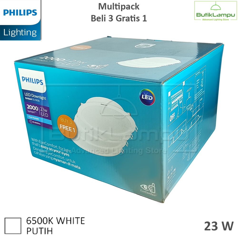 Lampu Philips Downlight Multipack Eridani LED18 D200 23W 65K Putih 23 Watt Beli 3 Gratis 1
