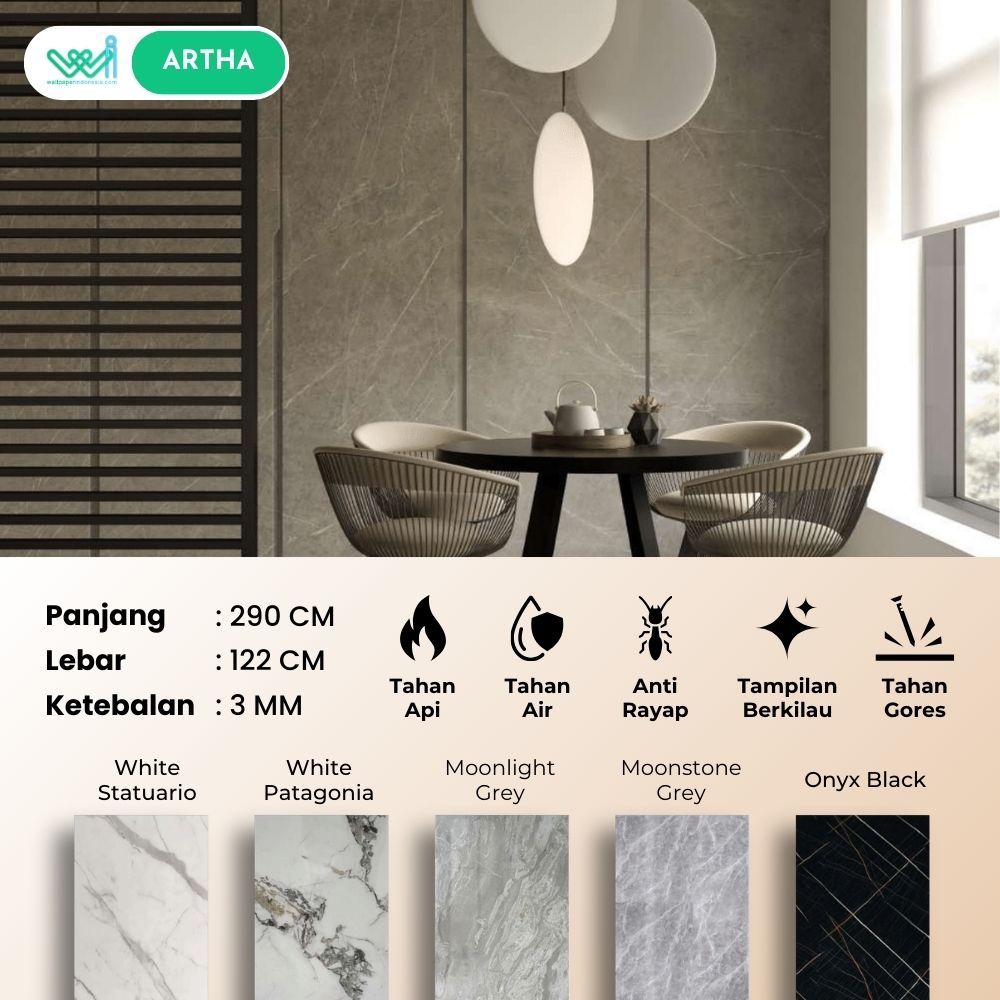 PVC Marmer | Marble Tebal 3 mm | UV Board Panel Dinding Marmer Panel PVC