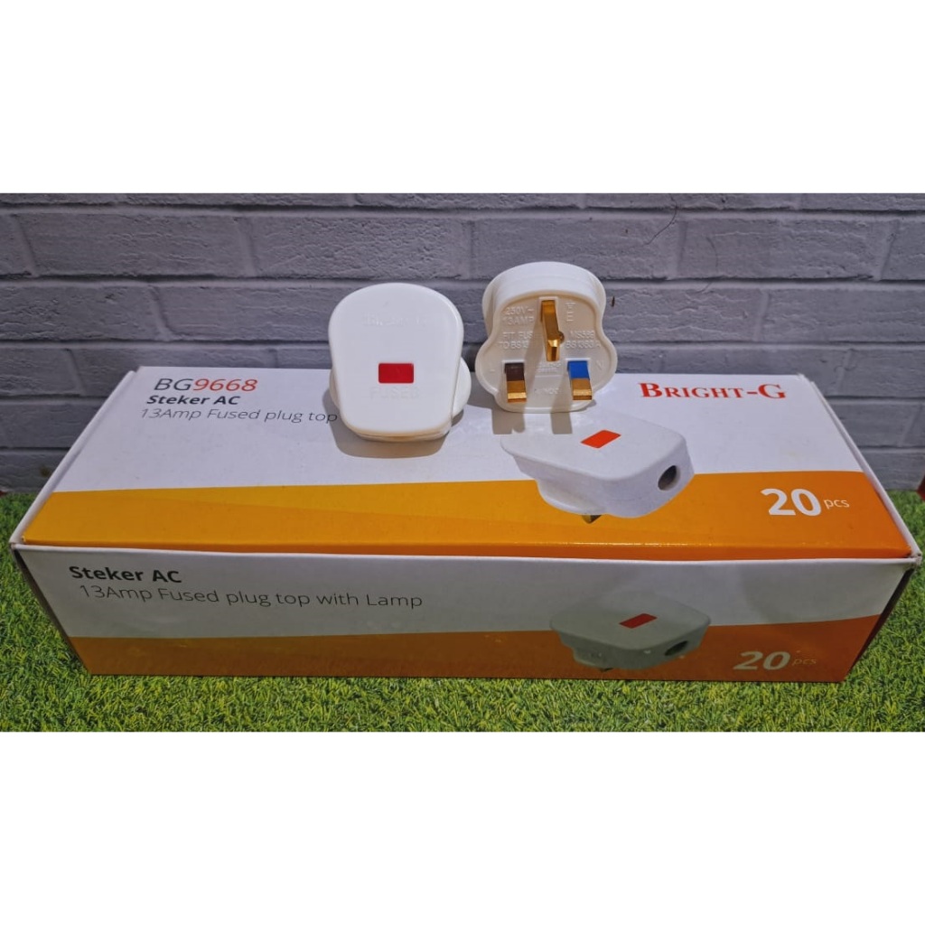 BRIGHT-G STEKER AC KAKI 3 /COLOKAN AC KAKI 3 BRIGHT-G BG9668 STEKER AC / STOP KONTAK AC + STEKER BRI
