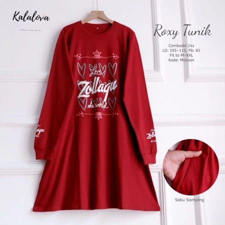 HOT SALE Atasan Kaos Tunik Wanita Kekinian. Pakaian Wanita Print sablon motif Zolaqu Roxy Tunik Ori 