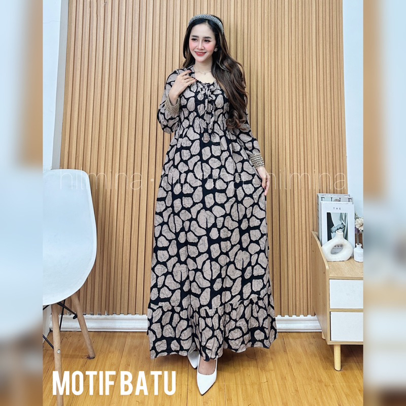 Longdress Smok Gamis Smok Rayon Full Karet Halus Adem Lembut Tidak Kasar