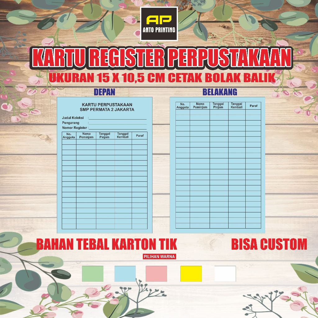 

KARTU REGISTER PERPUSTAKAAN (UNTUK DALAM BUKU)
