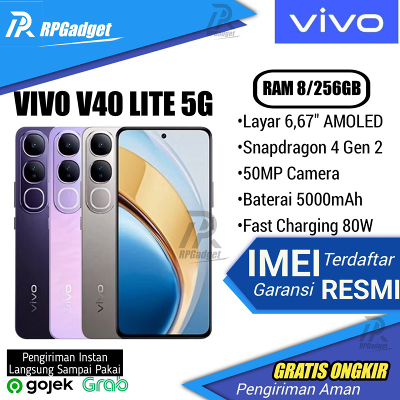 Vivo V40 Lite 5G 8/256GB Second Like Mew Garansi Resmi Ready NFC