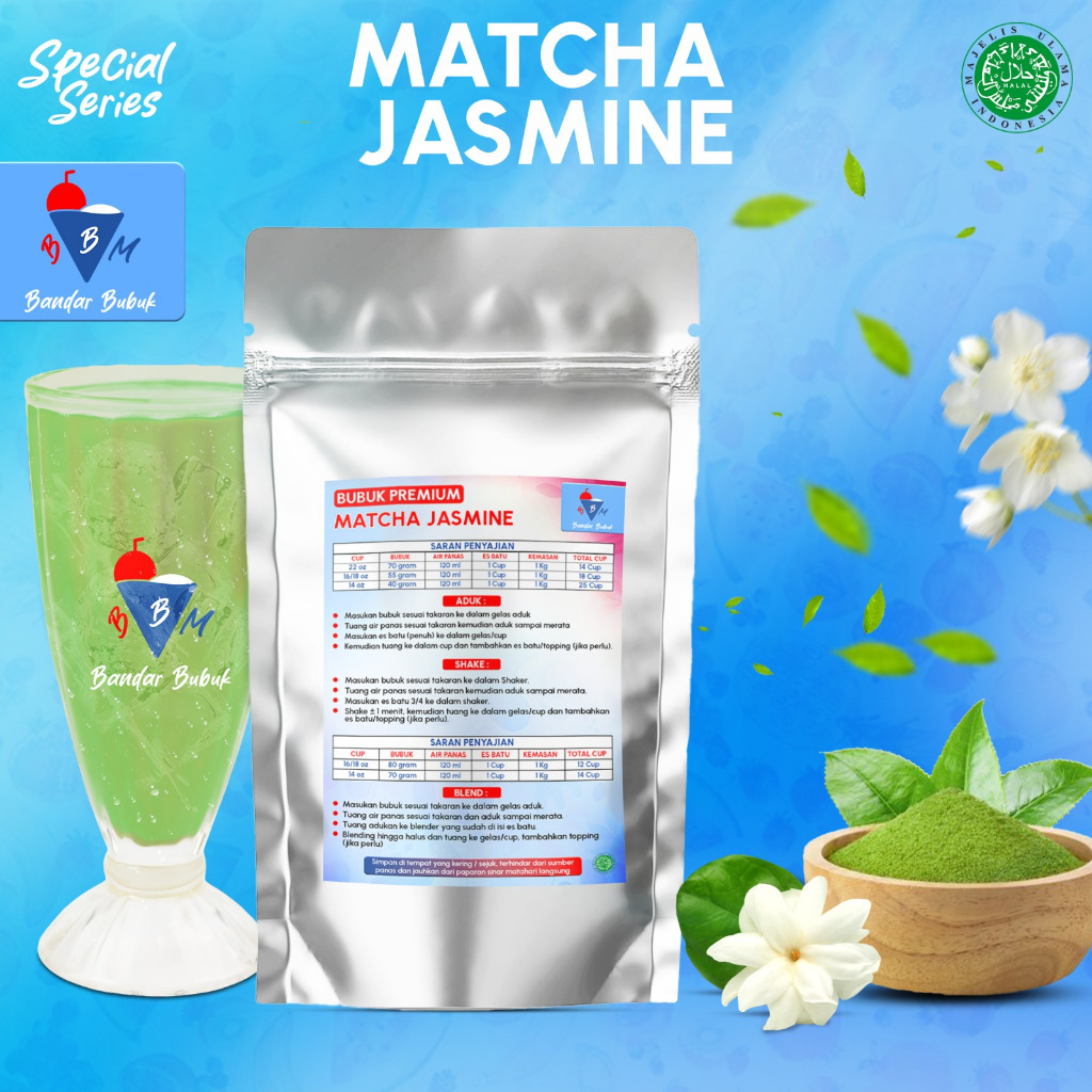 

BANDAR BUBUK MINUMAN MATCHA JASMINE 1KG PREMIUM READY BANYAK VARIAN RASA