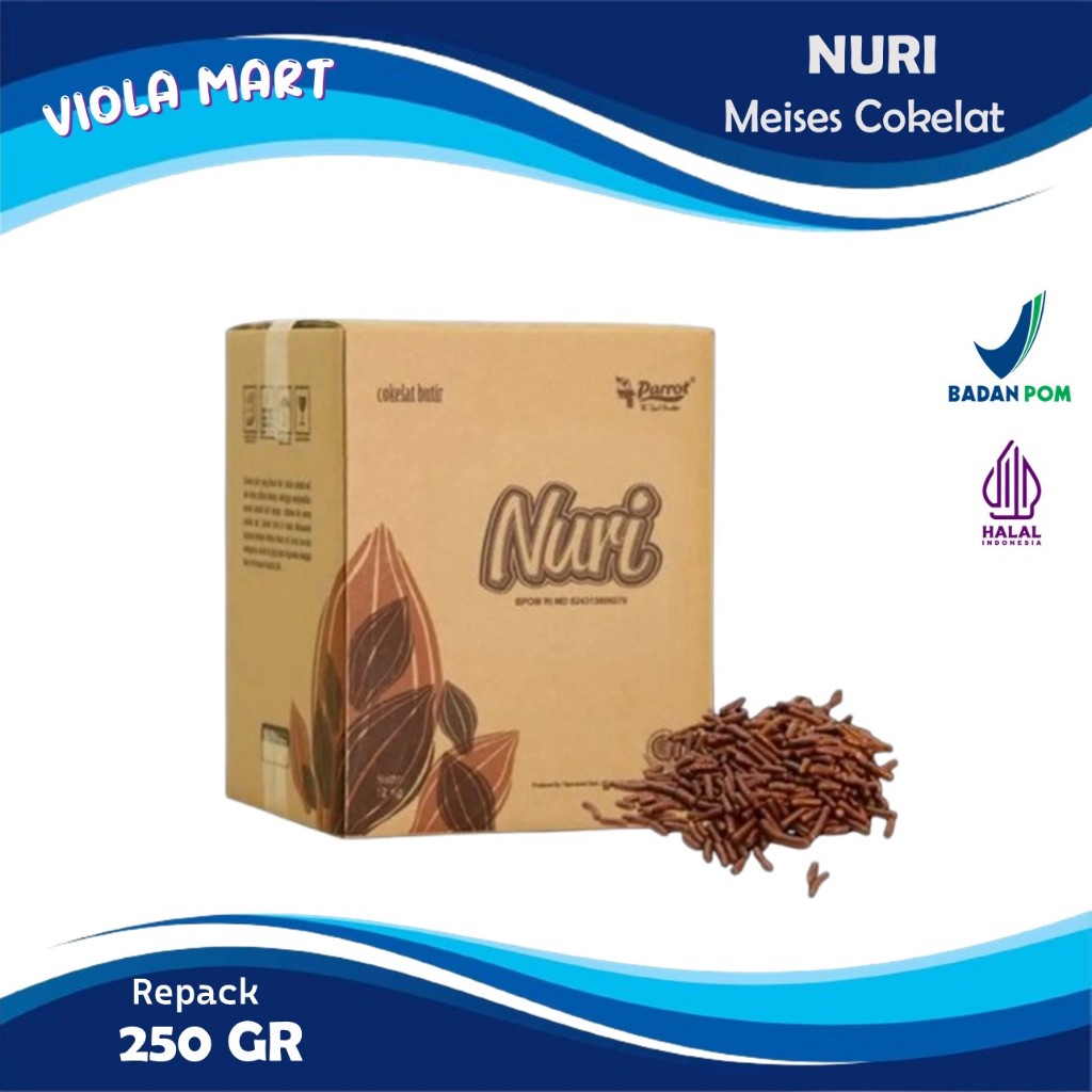 

Meises Cokelat Merk NURI 250gr / Meises Cokelat Butir {Tersedia Harga Grosir}