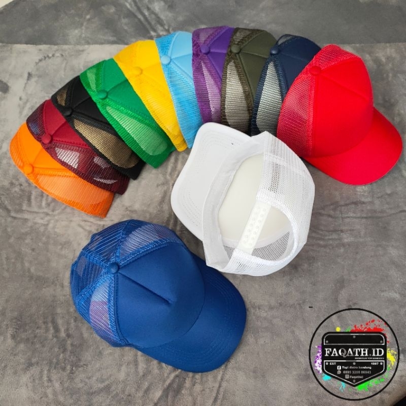TOPI POLOS BIRU BENHUR - TOPI TRUCKER POLOS JARING BIRU