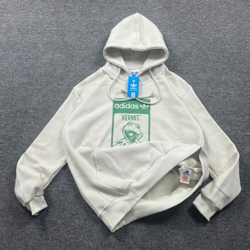 Hoodie Adidas X Kermit Premium Original Pria Cewek Big Logo 100% Oversize Tebal Keren