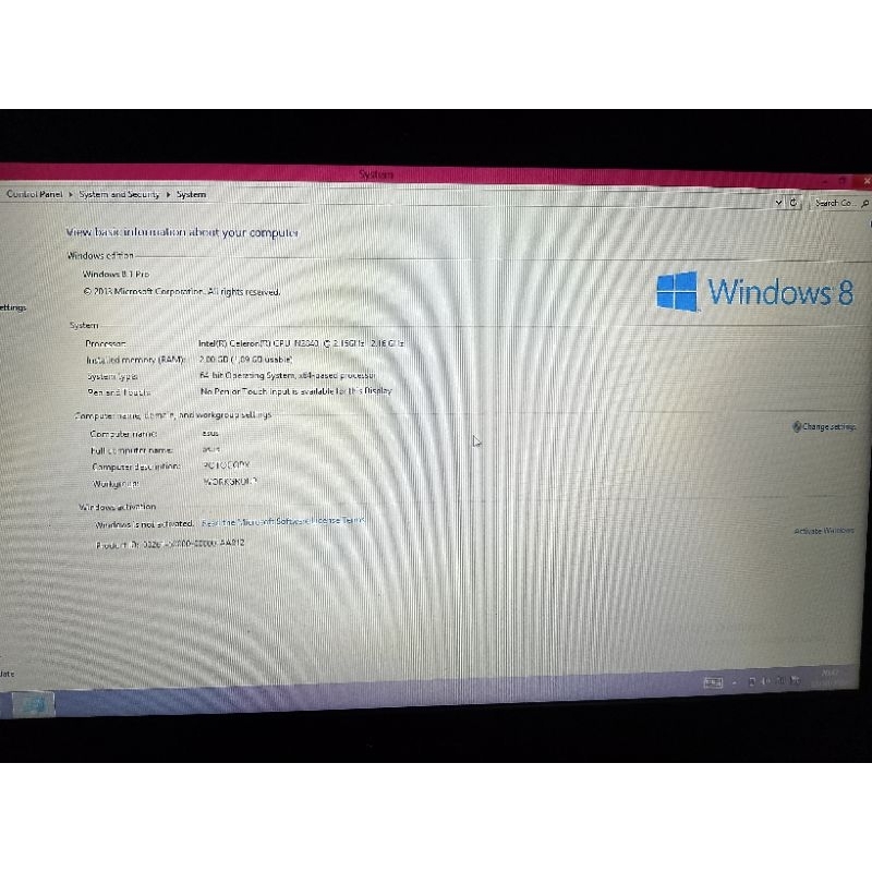 laptop Asus type sesuai foto minus pemakain