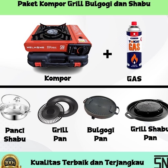 Ready Favorit  Kompor Portable Paket Barbeque Grill Paket Suki Shabu Plus Tabung Gas Paket Kompor Gr