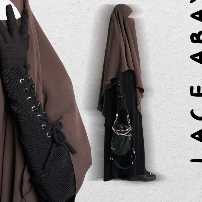 (HITAM) Gamis Knit LACE ABAYA By sofni Wanita lengan manset tali Wanita Muslimah Syari