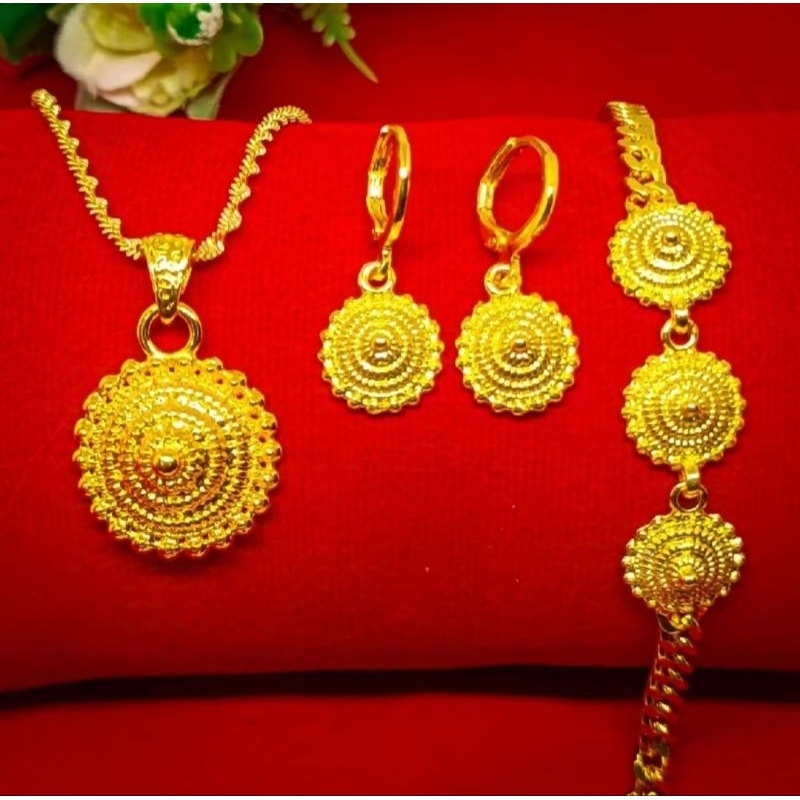 Satu set perhiasan Motif Borobudur Lapis Emas 24k