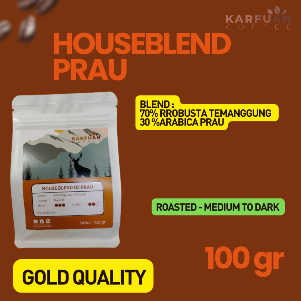 

Biji Kopi Bubuk House Blend 100 gr Coffee Beans kopi Susu Grade 1 Coffe Roast Bean Espresso