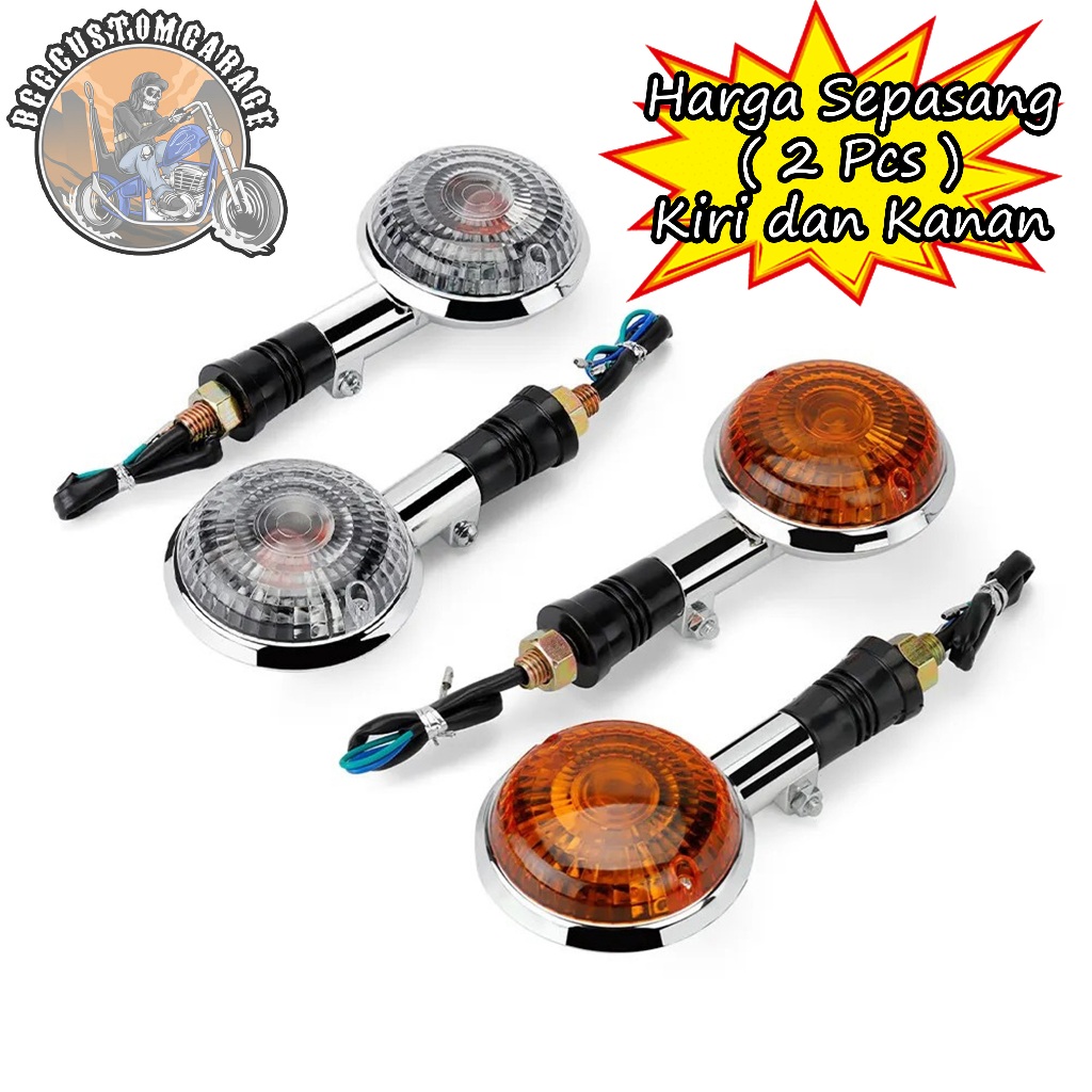 Lampu sein Klasik Sr400 Bulat Universal . Lampu sen bulat motor custom British . Tracker . W175 . CB