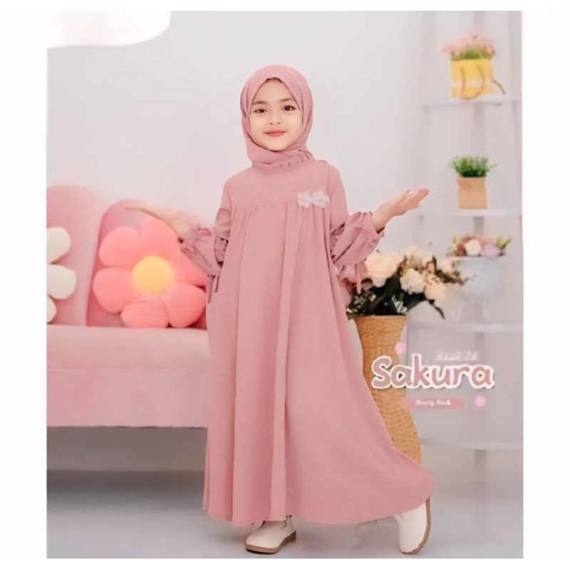 GAMIS ANAK SAKURA KIDS MURAH LUCU TERBARU/BajuMuslimahAnak/GamisAnakRemaja/GaunPestaAnak/GamisPremiu