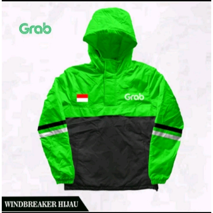 Jaket Windbreaker Pria Ojol Grab Grab Jacket Ojek Online anti air windproof / Jaket kupluk Parasut P