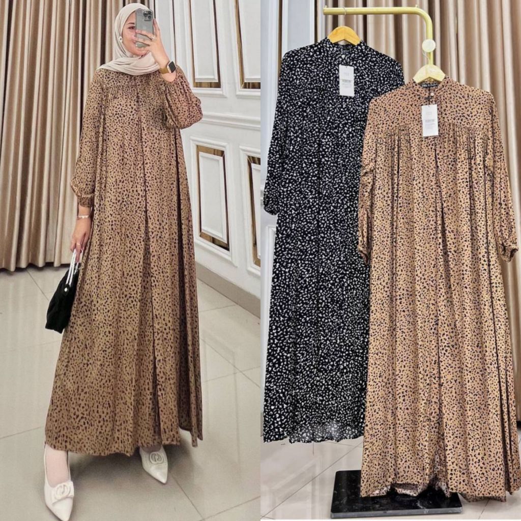Gamis Leopard Premium - Gamis Leopard Ld 110 - Dress Wanita Terbaru Kekinian