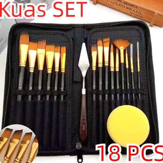 

Stock Terkini Nilon Art Brush Set Kuas Lukis BRS12 SET Kuas Alat Lukis Set Lengkap Mixing