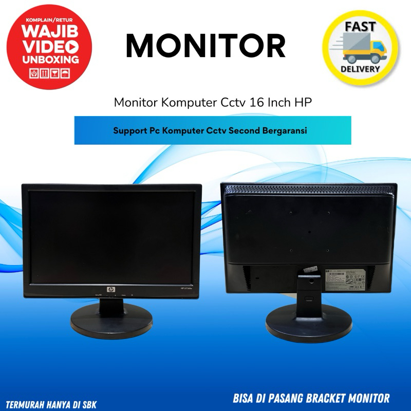 Monitor 16 Inch Wide Bekas | Merk Random (HP/Dell/LG/AOC/Samsung Dll) | Siap Pakai