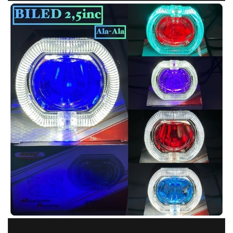 COD BILED PROJEKTOR MINI Lampu depan / lampu utama biled projie mini 2,5inchi putih kuning hi/low mo