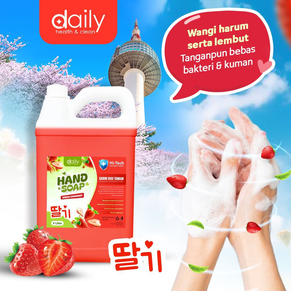 Sabun Cuci Tangan Daily Antiseptik HandSoap 5 liter wangi harum strawberry