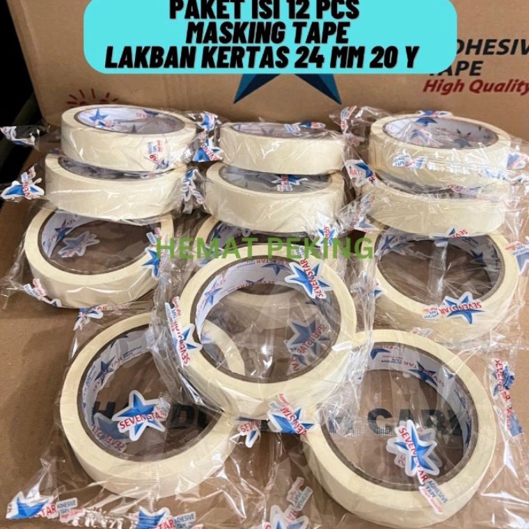

Garansi Hemat Lakban Kertas Masking tape 24 mm 2 y PAKET ISI 12 pcs