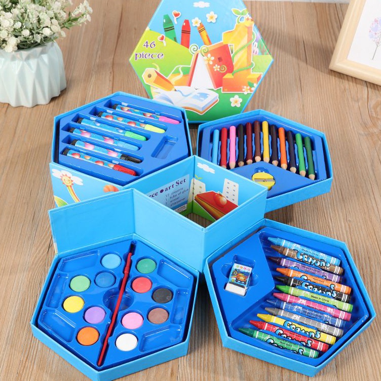 

Best Quality Pensil warna set 46 pcs kartun Frozen Kitty crayon set melukis gambar anakanak sekolah hadiah gift anak