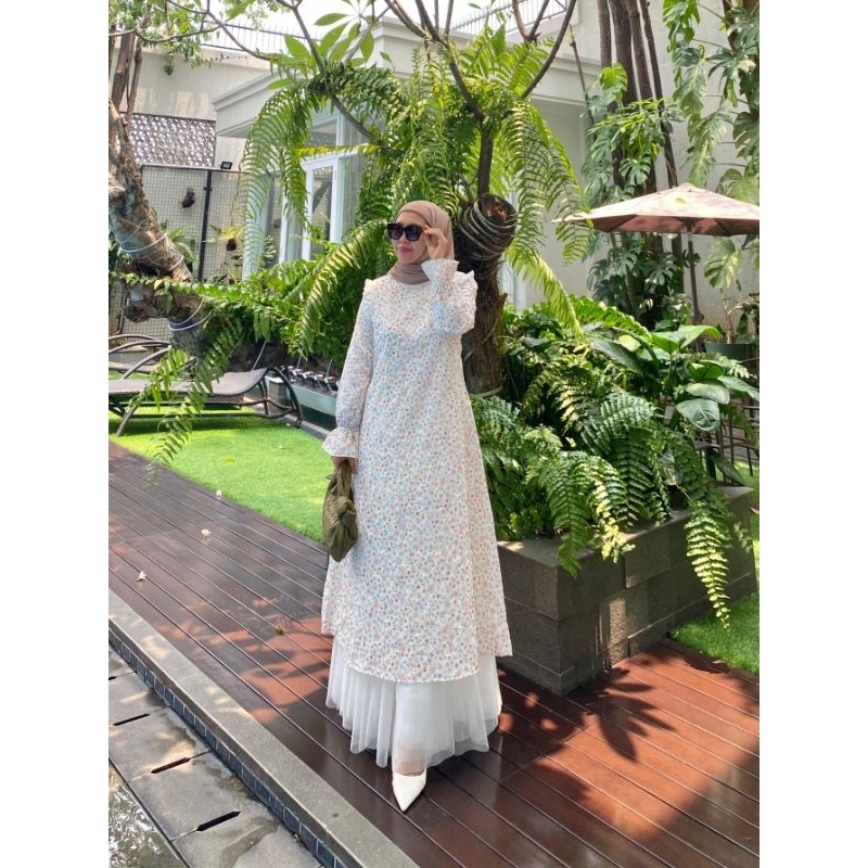 Gamis Malaysia katun bordir mix armanisilk polos ori By Edness Kayla