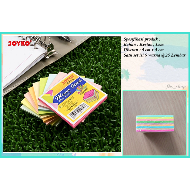 

225 Lembar Sticky Notes Mini 9 Warna Sticky Notes Polos Joyko MMS-4 9 Warna 5 cm x 5 cm